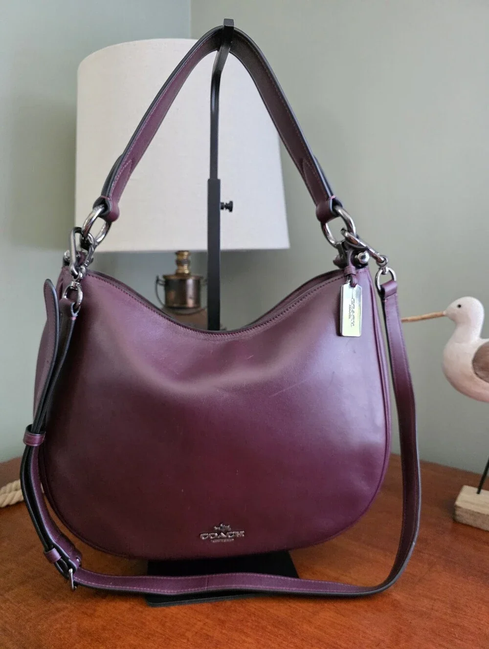 Coach 21025E Mae Hobo Oxblood Leather Shoulder Crossbody Bag